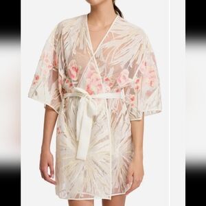 Rya Collection Tamara Embroidered Tie Waist Cover-Up Robe IVORY MIX